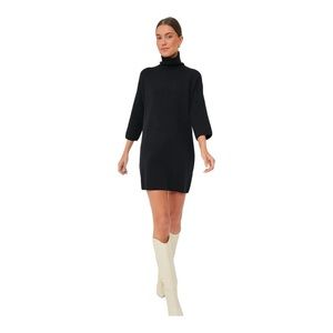 TUCKERNUCK POMANDER PLACE Noir Vivianne Knit Turtleneck Dress Size Small Black